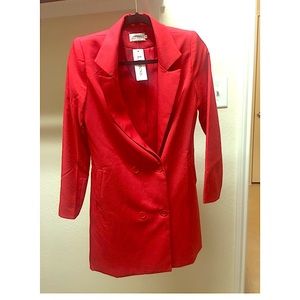 Red long sleeve blazer dress